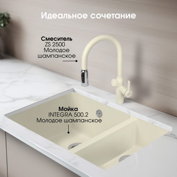 Кухонная мойка Zigmund & Shtain INTEGRA 500.2 МОЛОД.ШАМП