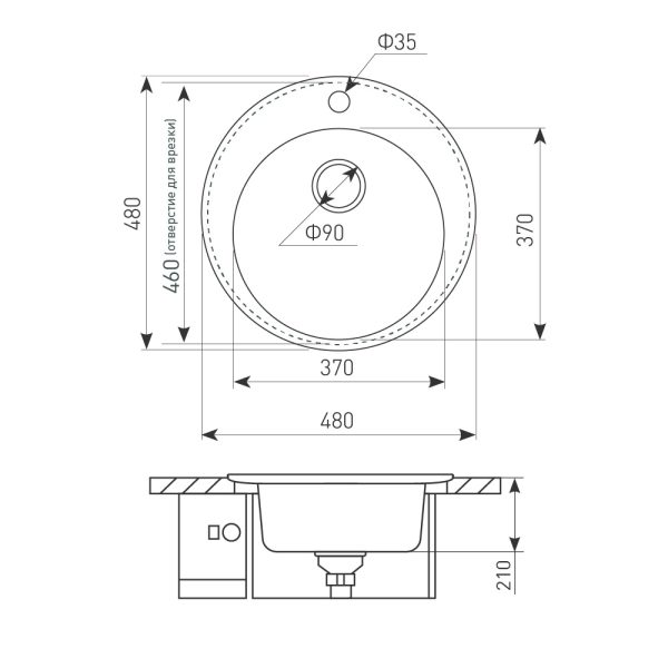 Кухонная мойка Zigmund & Shtain KREIS 480 МОЛОД.ШАМП