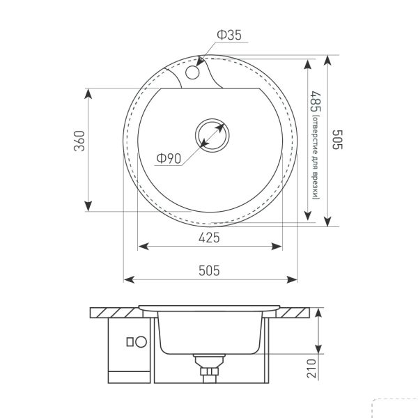 Кухонная мойка Zigmund & Shtain KREIS 505 F МЛЕЧН.ПУТЬ