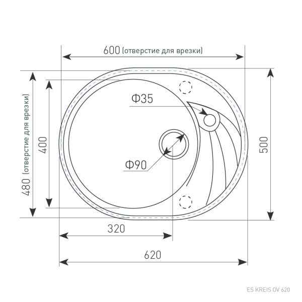Кухонная мойка Ecoshtein KREIS OV 620 Серый шелк