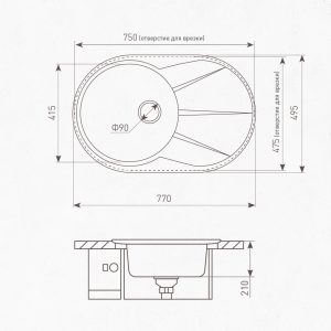Кухонная мойка Zigmund & Shtain KREIS OV 770 B МОЛОД.ШАМП