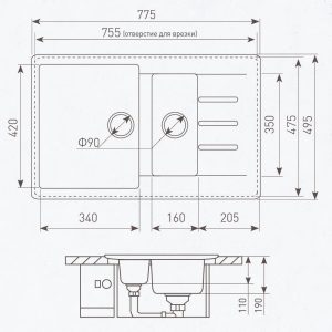Кухонная мойка Zigmund & Shtain RECHTECK 775.2 ИНД.ВАНИЛЬ