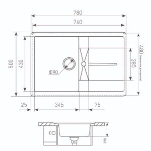Кухонная мойка Zigmund & Shtain RECHTECK 780 РЕЧН.ПЕСОК