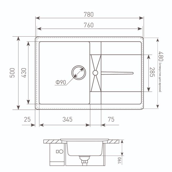 Кухонная мойка Zigmund & Shtain RECHTECK 780 РЕЧН.ПЕСОК