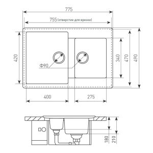 Кухонная мойка Zigmund & Shtain RECHTECK 400.275 РЕЧН.ПЕСОК