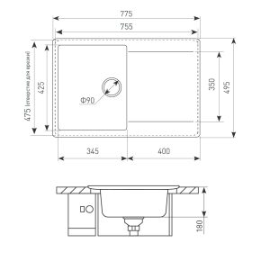 Кухонная мойка Zigmund & Shtain RECHTECK 775 ОСЕН.ТРАВА