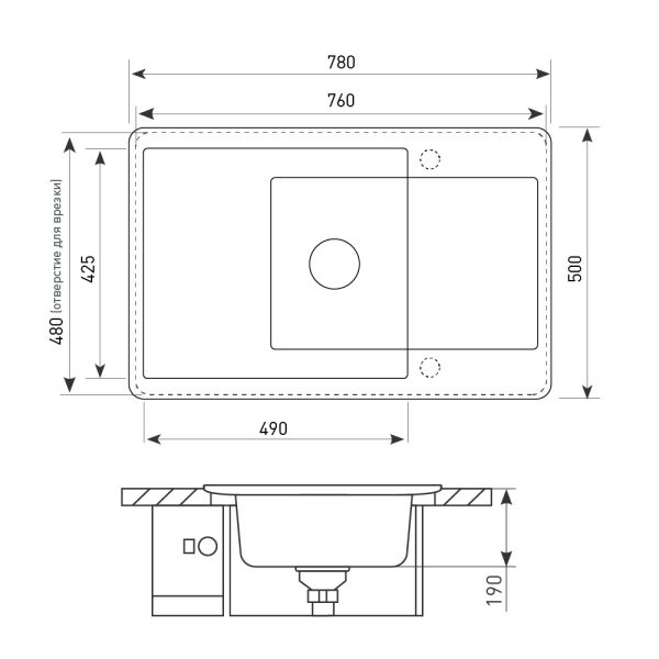 Кухонная мойка Zigmund & Shtain RECHTECK 780.490 ШВЕЙЦ.ШОКОЛАД